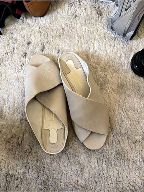 ferragamo Strap Slide Sandals in Cream